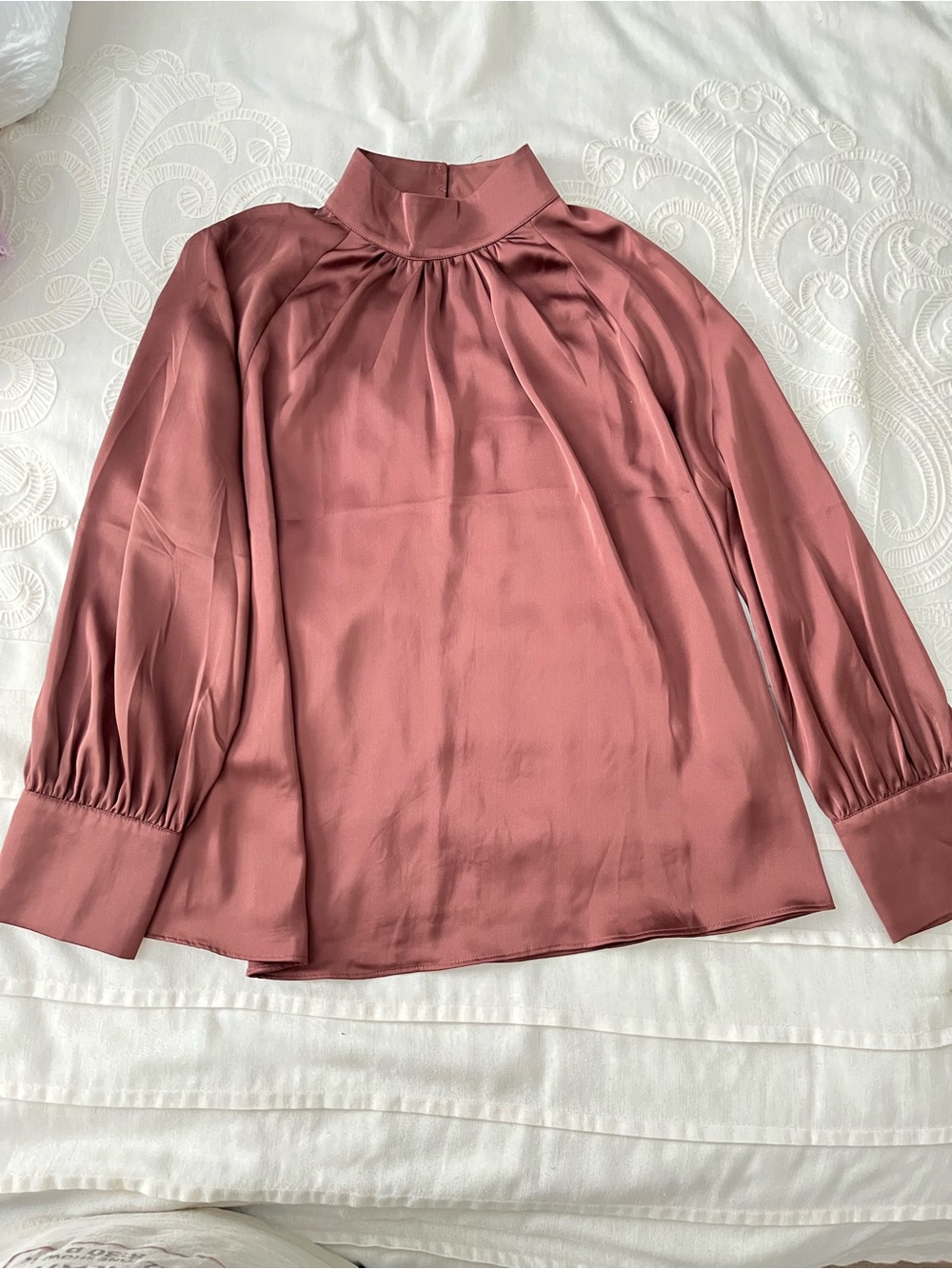 H&M Chocolate Brown Satin High-Neck Blouse